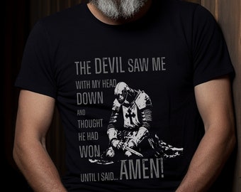 Chivalry T-Shirt with Warrior Cry Print Deus Vult Knight Monochrome Fashion Style