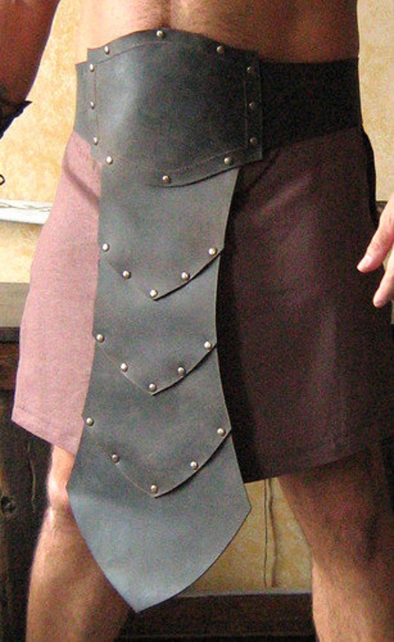 Medieval Celtic Viking Barbarian Leather Belt with front Guard