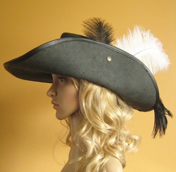 Medieval Celtic Pirate Hat Leather Renaissance SCA Larp Musketeer Hat