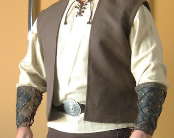 Medieval Celtic Peasant Merchant Sleeveless Short Coat Jacket Vest