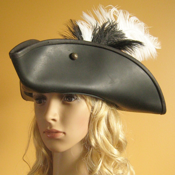 Pirate Hat Celtic Renaissance SCA LARP Tricorn Triangle Pirate Leather Hat Deluxe