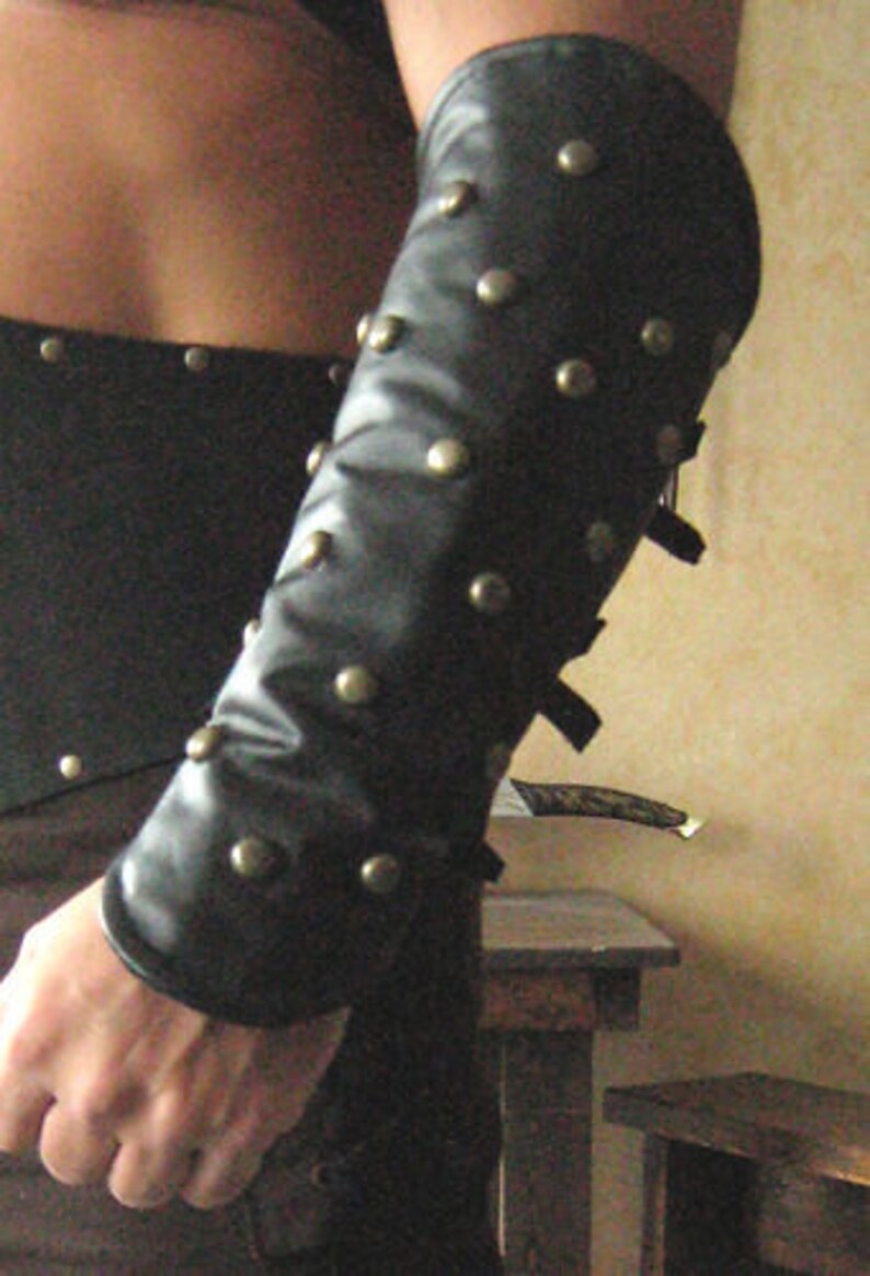 Medieval Armor Leather Padded Forearm Guard With Studs Etsy