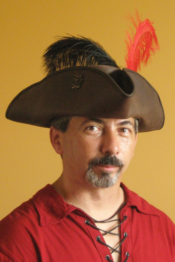 Leather Cavalier Hat for renaissance styles or tri-corn for Pirate Hat