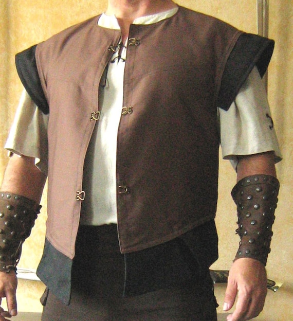 Plus Size Medieval Renaissance Men's Vest & Robe Tops, Knight