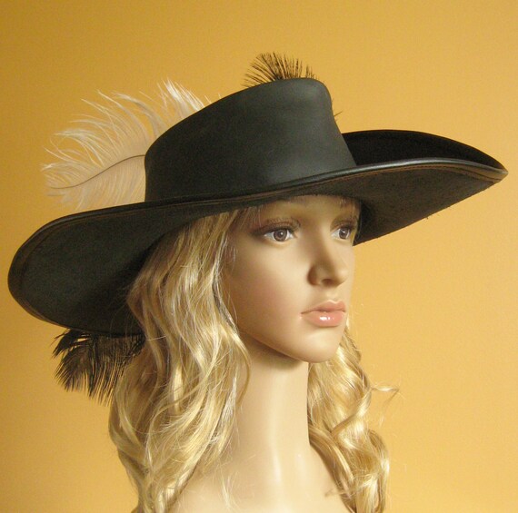 Medieval Celtic Renaissance Pirate Hat LARP Leather Musketeer