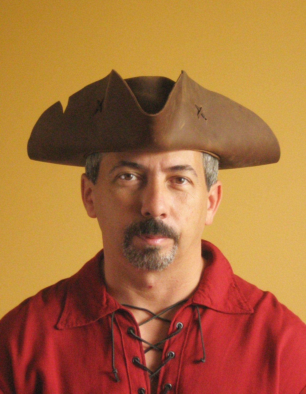 Pirate Hat Renaissance LARP Old Tricorn Pirate Leather Hat - Serie Black Flag