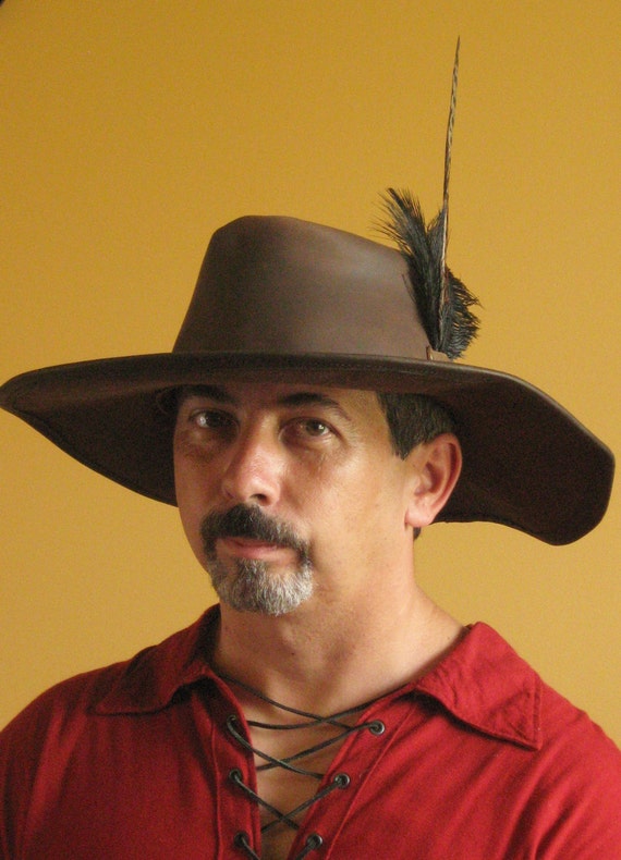 Medieval Celtic Renaissance SCA Larp Leather Puritan Solomon Kane Hat Deluxe