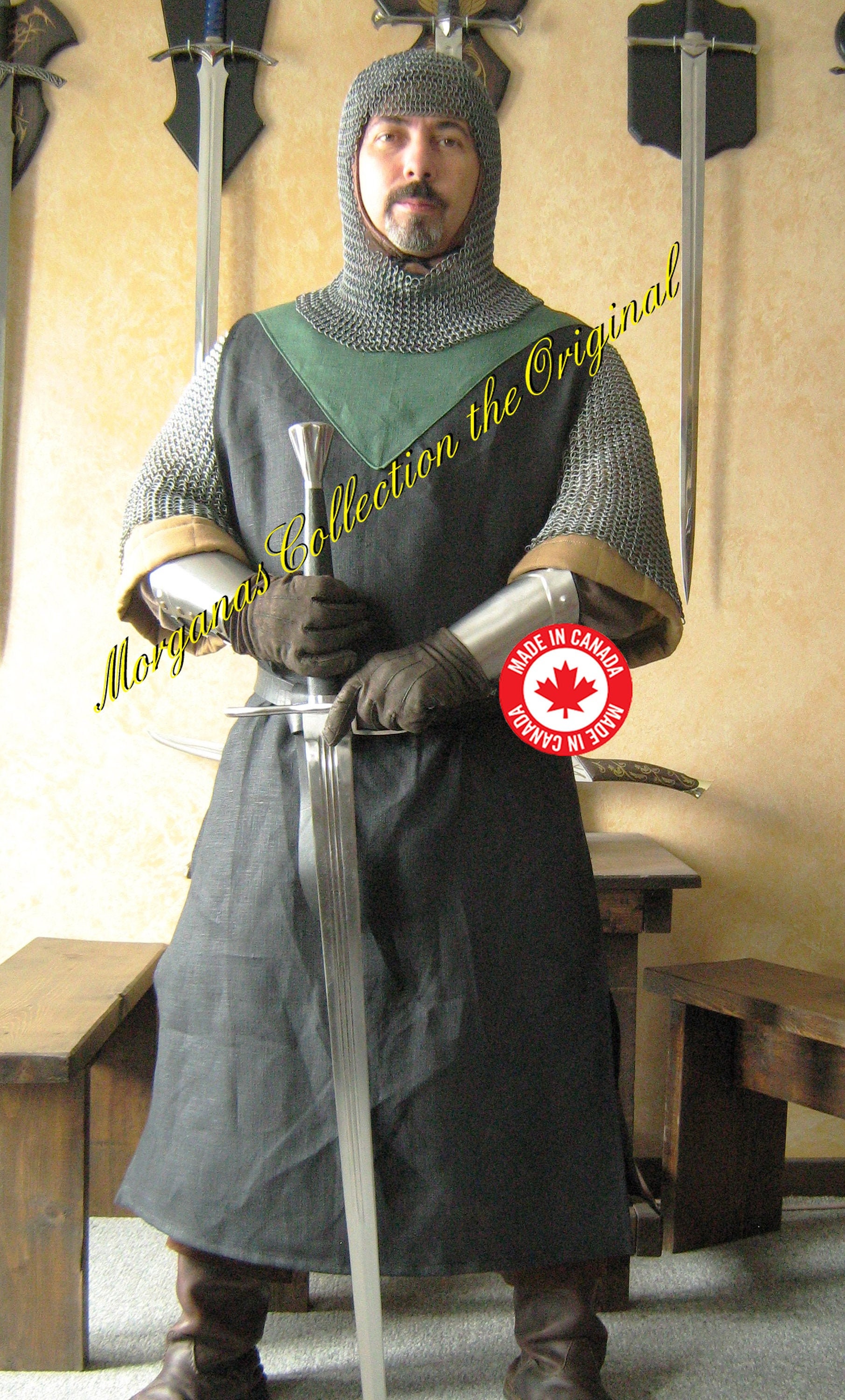 Medieval Templar Knight Tunic Surcoat & Cloak Reenactment SCA LARP Costumes