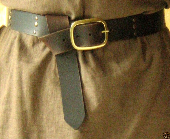 Black Leather Belt and Buckle Norman Medieval Style Black Leather Belt and Buckle Norman Medieval Style