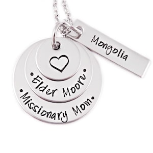 Personalized Missionary Mom Necklace Engraved Steel Missionary Necklace Mission Calling LDS Called To Serve Mormon 1222 image 1