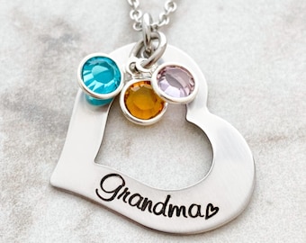 Personalized Grandma Necklace - Engraved Jewelry - Personalized Jewelry - Grandma Heart Washer - Gift for Grandma - Mother Necklace - 1197
