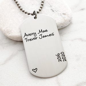 Personalized Dog Tag Necklace - Engraved Personalized Jewelry - Gift for Him - Dad Dog Tag - Names and Dates - Father's Day Gift Dad - 1171