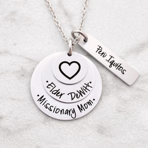 Personalized Missionary Mom Necklace - Engraved Steel Missionary Necklace - Mission Calling - LDS - Called To Serve - Mormon - 1222