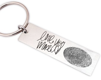 Handwriting & Fingerprint Keychain - Thumbprint Keychain - Mother's Day Gift - Engraved Fingerprint Keepsake - Gift for Mom - N1287