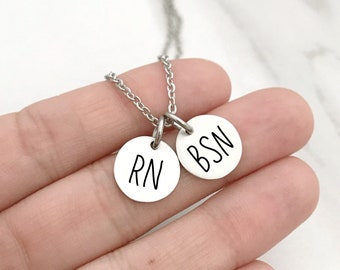 Personalized Nurse Necklace - RN BSN - Custom Nurse Graduation Gift - Rn Graduation Gift - LPN Msn - Nurse Student Gift - N1105