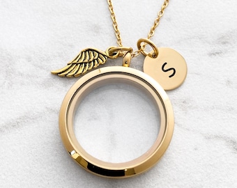 Personalized Gold Pet Fur Locket - Dog Cat Memorial Necklace Glass Locket - Lock of Hair Keepsake Jewelry - Pet Hair Memorial Gift - N1356
