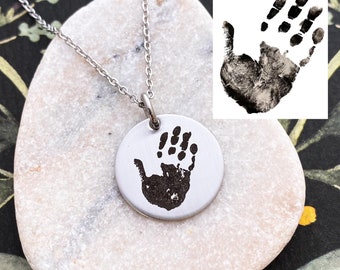Actual Handprint Necklace - Personalized Footprint Necklace - Miscarriage Remembrance - Infant Pregnancy Loss - Memorial Necklace - 1075