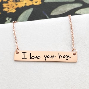Handwriting Jewelry - Engraved Actual Handwriting - Signature Necklace - Kids Handwriting - Mother&#39;s Day Gift - Jewelry Gift for Her - 1300