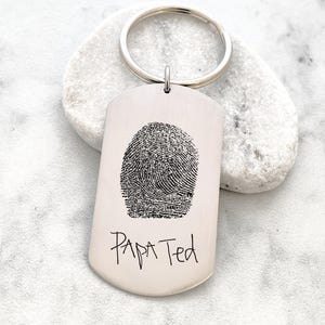 Fingerprint Handwriting Keychain - Handwriting Keychain - Handwritten Note - Actual Fingerprint - Keychain Him - Father&#39;s Day Gift - 1489
