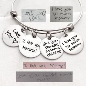 Handwriting Jewelry - Personalized Handwriting Charm Bracelet - Signature Bangle - Handwritten Note Keepsake - Signature Jewelry - 1291