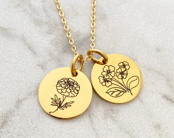 Collar con la flor de nacimiento para recordar un aborto espontáneo - Pérdida de un bebé durante un embarazo - Regalo para ella tras un aborto espontáneo - Pérdida de un embarazo gemelar - Recuerdo floral conmemorativo N1332