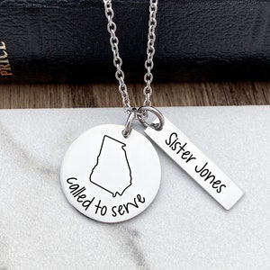 Personalized Missionary Necklace - LDS Called to Serve Missionary Jewelry - State Missionary Necklace - LDS Missionary Gift for Her - N1260