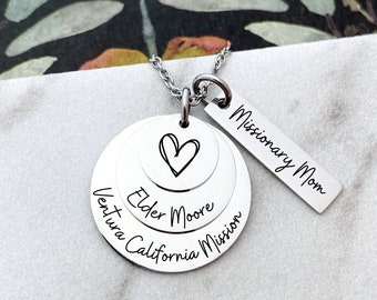 LDS Missionary Mom Necklace Gift for Her - Mormon Mission Calling Jewelry Keepsake - Personalized Engraved Missionary Necklace - N1314