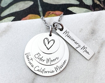 LDS Missionary Mom Necklace Gift for Her - Mormon Mission Calling Jewelry Keepsake - Personalized Engraved Missionary Necklace - N1314