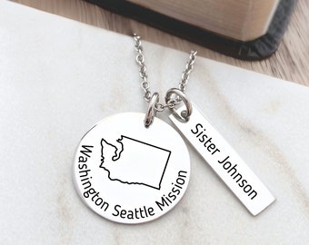 Personalized Missionary Necklace - LDS Missionary Jewelry - State Country Outline Missionary Necklace - LDS Missionary Gift for Her - N1304