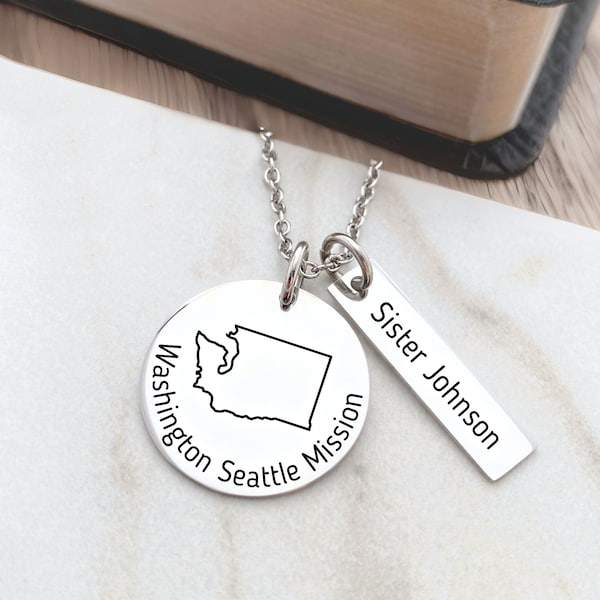 Personalized Missionary Necklace - LDS Missionary Jewelry - State Country Outline Missionary Necklace - LDS Missionary Gift for Her - N1304