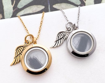 Personalized Pet Fur Locket - Dog Cat Memorial Necklace Glass Locket - Lock of Hair Keepsake Jewelry - Pet Hair Memorial Gift - N1365