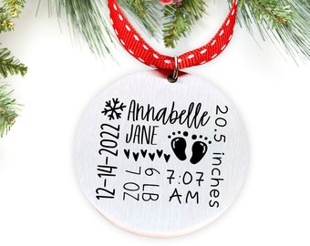 Subway Style Birth Stats Christmas Ornament - New Baby Ornament - Baby's First Christmas - Personalized Tree Ornament - New Baby Gift - 1437