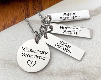 Personalized Missionary Grandma Necklace - LDS Missionary Jewelry - Missionary Grandma Gift - LDS Missionary Gift Keepsake - N1305