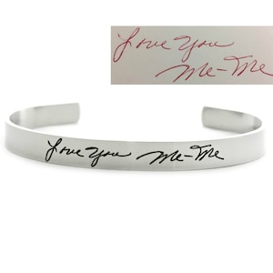 Handwriting Bracelet - Steel Bracelet - Signature Jewelry - Actual Handwriting Cuff - Handwritten Note Keepsake - Handwriting Cuff - 1292