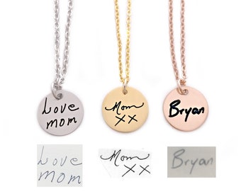 Tiny Personalized Handwriting Necklace - Rose Gold, Gold, Silver - Actual Handwriting - Memorial Keepsake Gift - Minimalist Jewelry - 1305