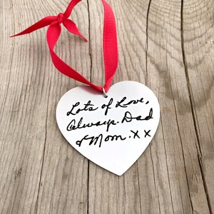 Handwriting Ornament - Heart Ornament - Signature Ornament - Ornament with Actual Handwriting - Christmas Ornament - Tree Ornament - 1476