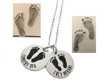 Personalized Footprint Jewelry - New Baby Shower Jewelry - Footprint Name Necklace - Pregnancy Infant Loss Jewelry - Miscarriage Gift - 1104