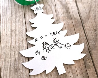 Child's Handwriting Christmas Ornament - Kids Drawing - Actual Handwriting Ornament - Personalized Christmas Tree Ornament - Holiday - 1067
