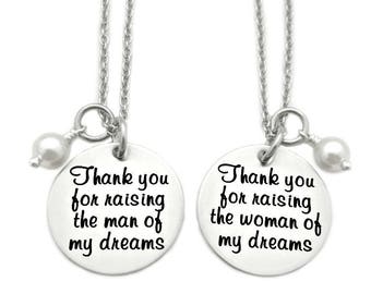 Thank You For Raising The Man of My Dreams - Mother in Law Gift - Mother of the Bride/Groom - Engraved Jewelry - Wedding Gift - Favor - 1279