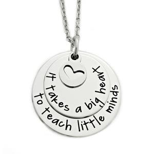 Personalized Teacher Necklace - Engraved Jewelry - Personalized Necklace - It Takes A Big Heart To Teach Little Minds - Teacher Gift - 1056