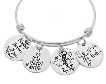 Handwriting Jewelry - Personalized Handwriting Charm Bracelet - Signature Bangle - Handwritten Note Keepsake - Signature Jewelry - 1291