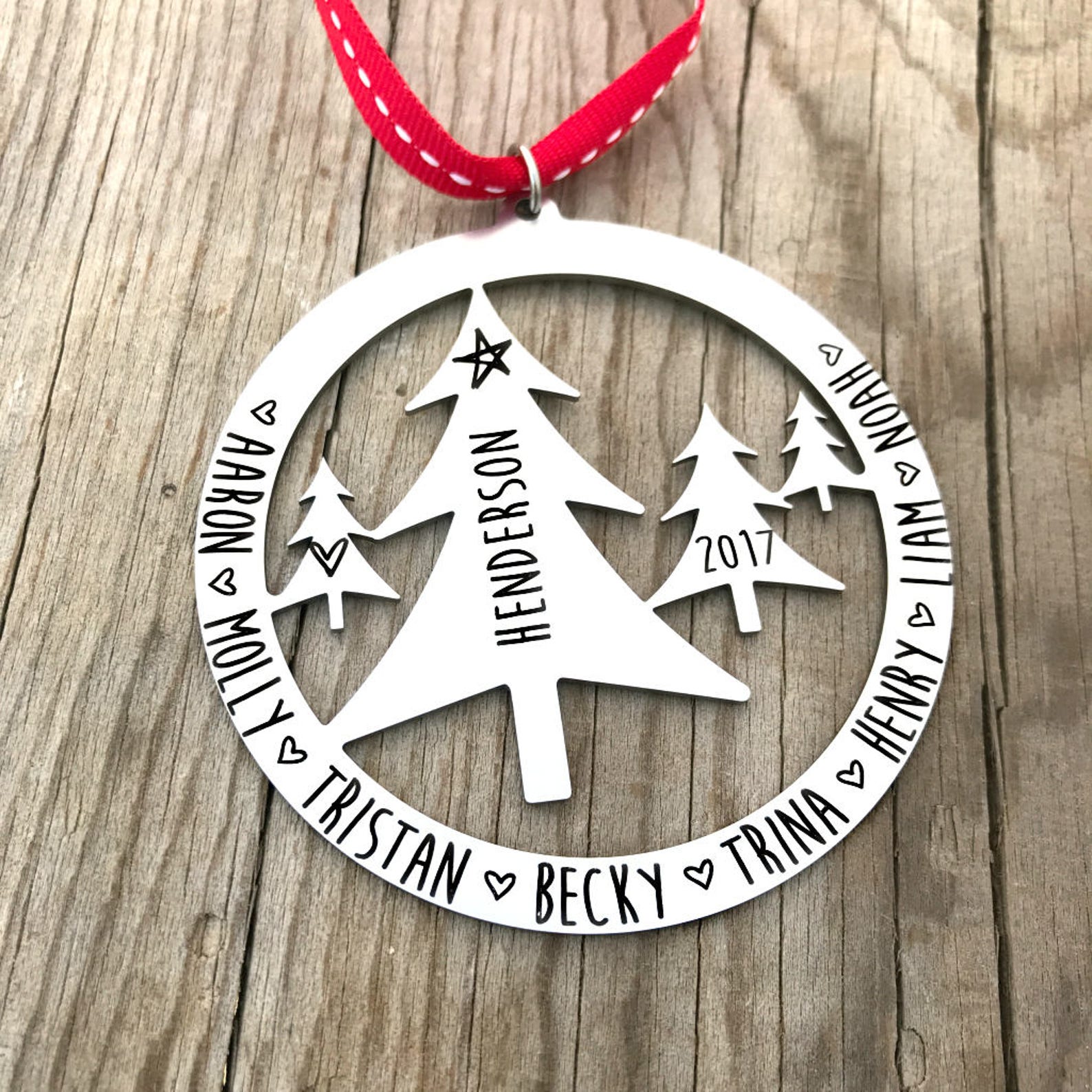 Family Christmas Tree Ornament Personalized Family Ornament Etsy