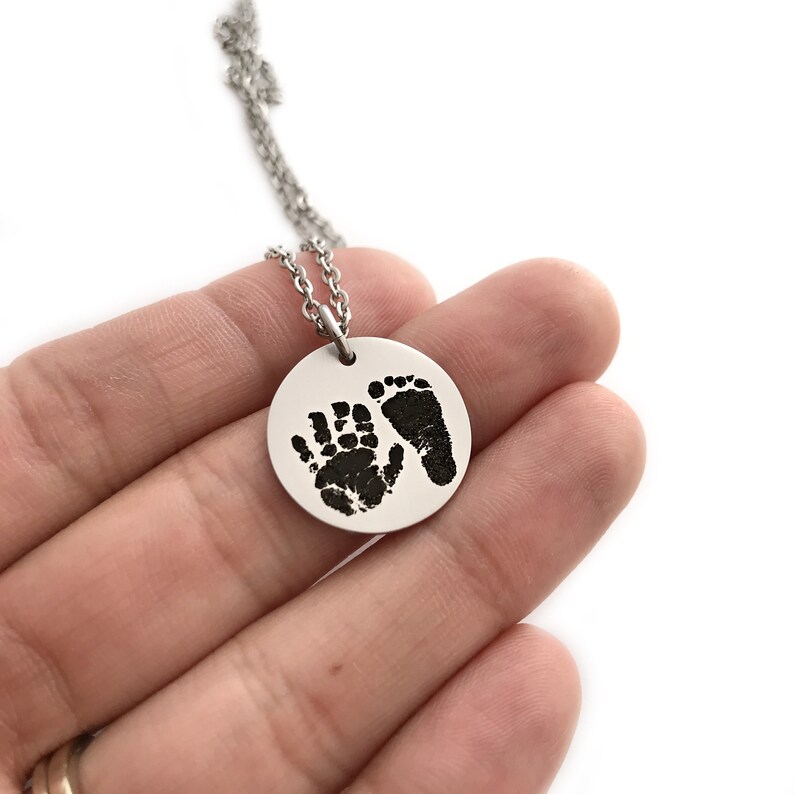 Footprint & Handprint Necklace Personalized Print Jewelry Etsy