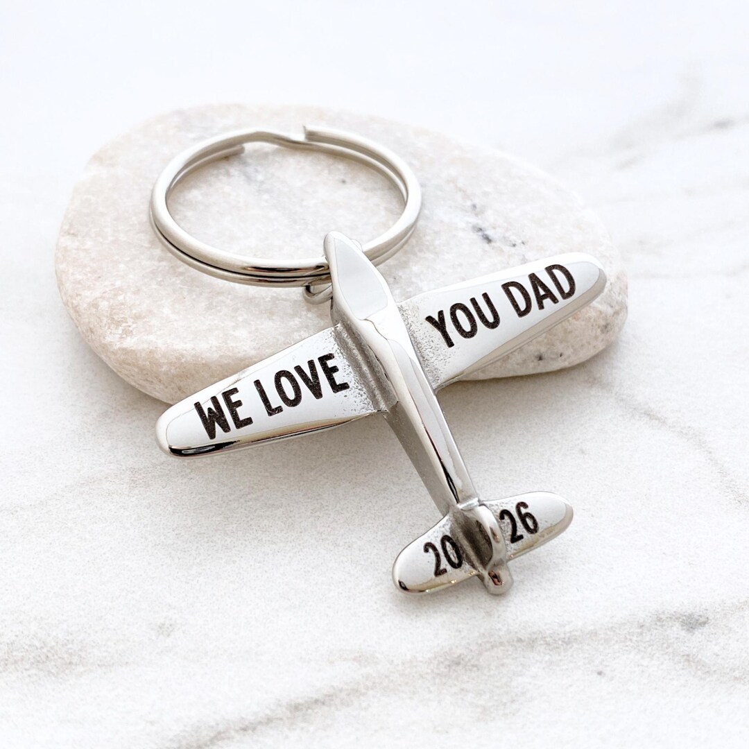 Personalized Dad Airplane Keychain - Father's Day Gift for Pilot ...
