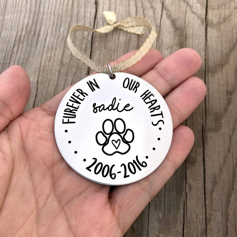 1481 Dog Ornament Personalized Dog Ornament Furever In Our Hearts Pet Loss Ornament Christmas Ornament Pet Memorial Ornament