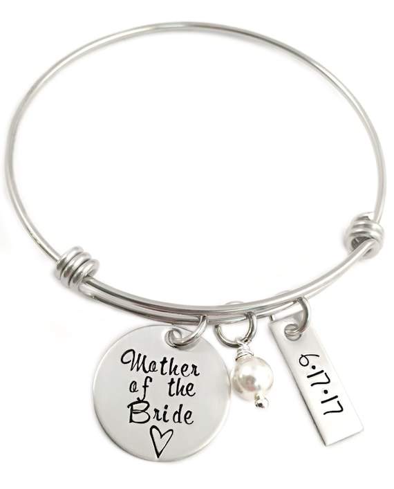 Personalized Mother of the Bride Gift Engraved Bangle | Etsy