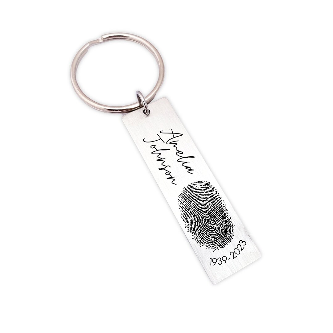 Thumbprint Memorial Keychain Memory Fingerprint Keychain Etsy