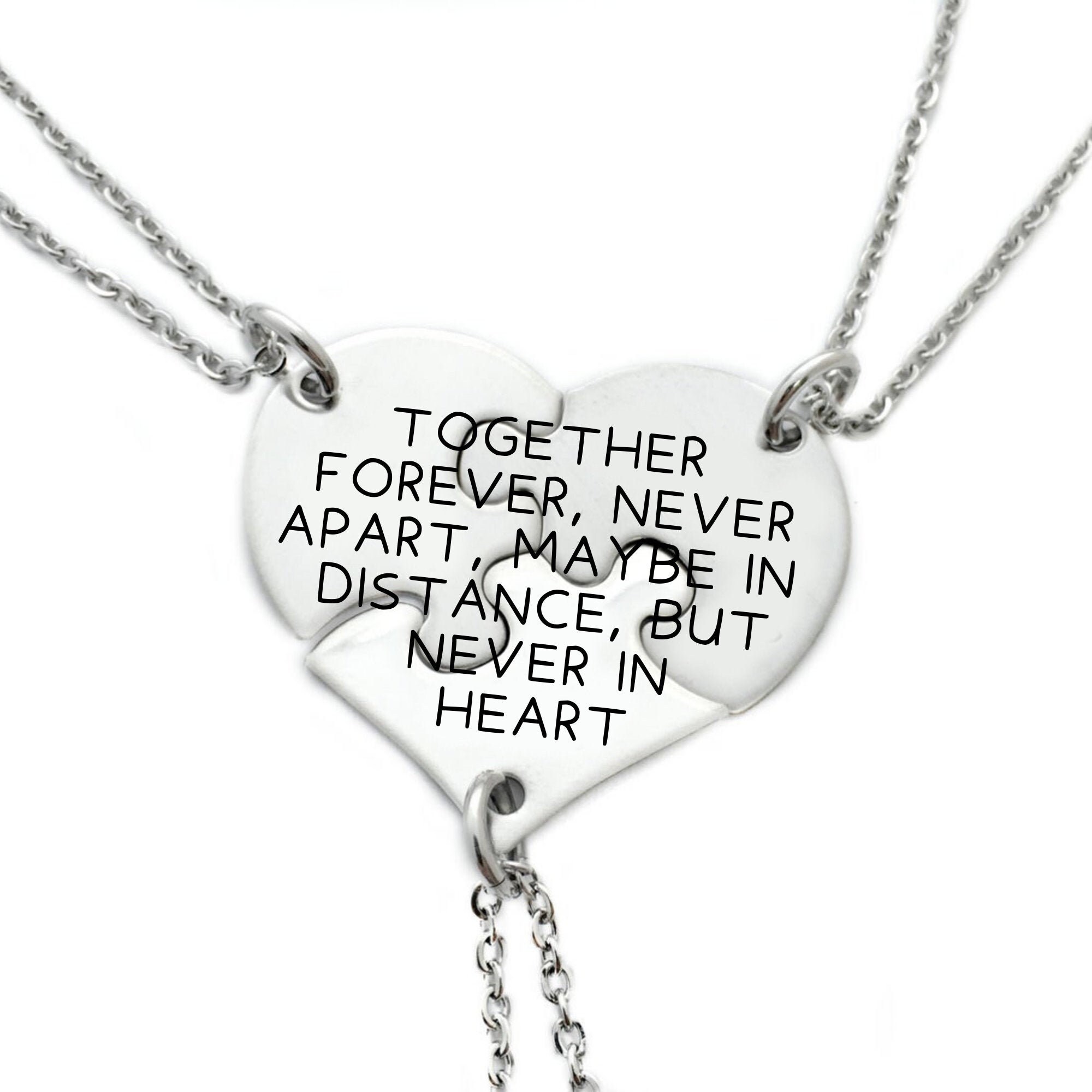 3 Best Friend Necklace Together Forever Never Apart Puzzle Piece