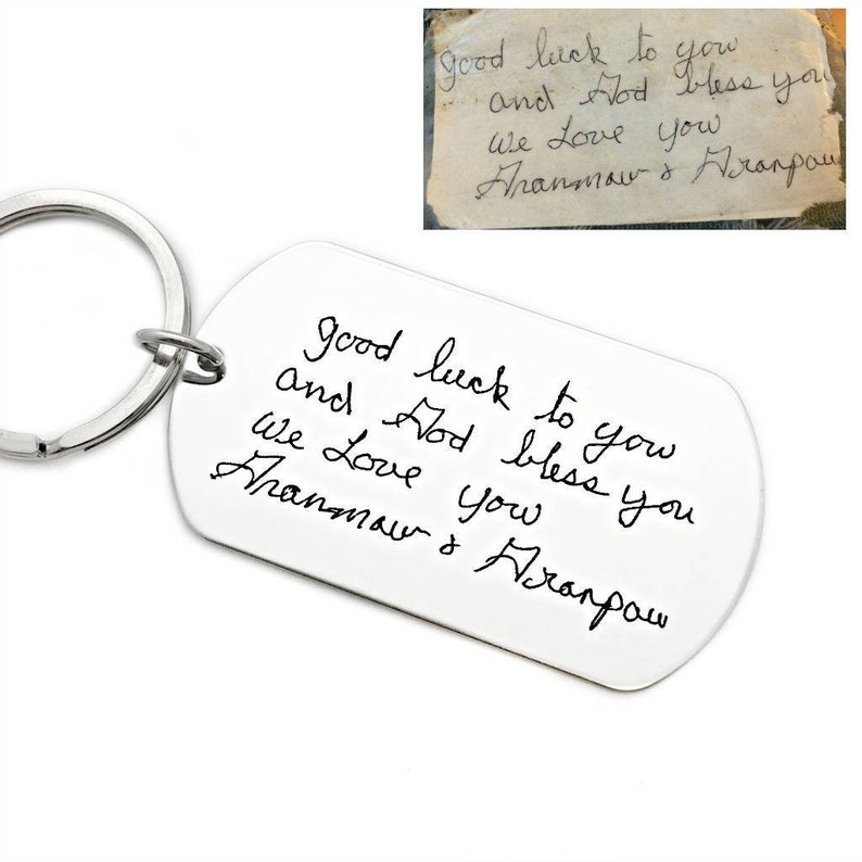 Handwriting Keychain Handwritten Note Keepsake Actual Etsy