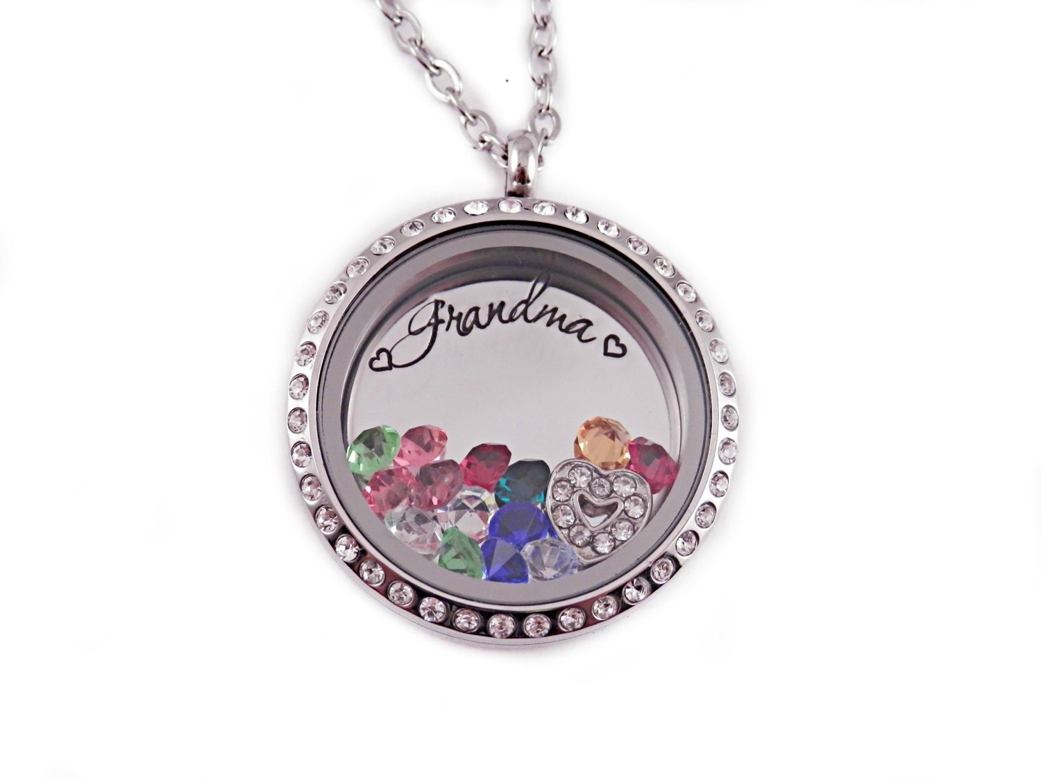 Personalized Grandma Locket Necklace Engraved Stainless Etsy
